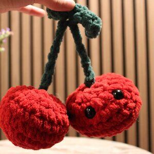 Crochet Cherry Stuffed Toy, red, amigurumi